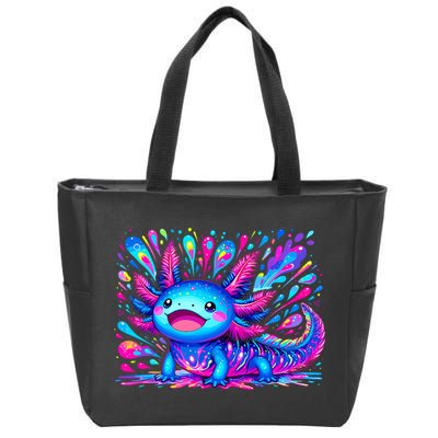 Axolotl Beautiful Colorful Art Axolotl Zip Tote Bag