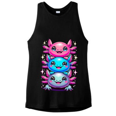 Axolotl Beautiful Colorful Art Axolotls Ladies PosiCharge Tri-Blend Wicking Tank