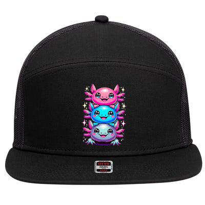 Axolotl Beautiful Colorful Art Axolotls 7 Panel Mesh Trucker Snapback Hat