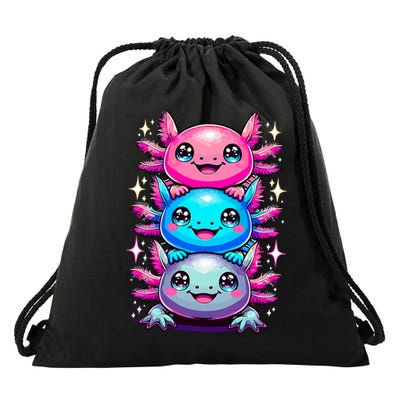 Axolotl Beautiful Colorful Art Axolotls Drawstring Bag