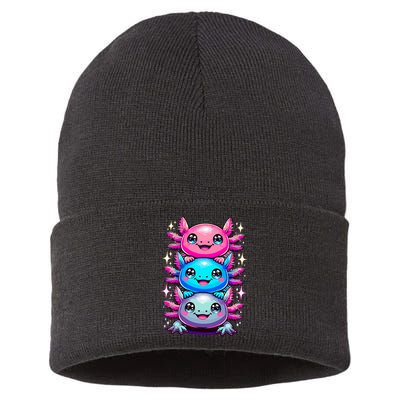Axolotl Beautiful Colorful Art Axolotls Sustainable Knit Beanie