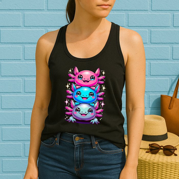 Axolotl Beautiful Colorful Art Axolotls Womens Tank Top