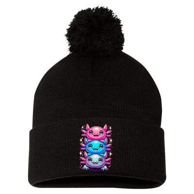 Axolotl Beautiful Colorful Art Axolotls Pom Pom 12in Knit Beanie