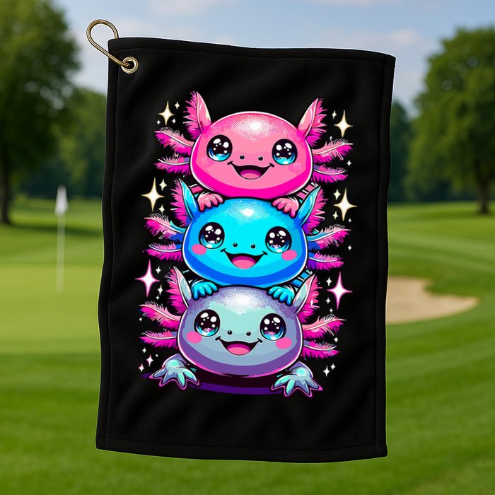 Axolotl Beautiful Colorful Art Axolotls Golf Towel