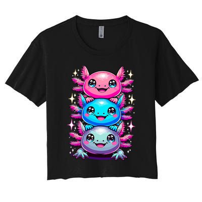 Axolotl Beautiful Colorful Art Axolotls Women's Crop Top Tee