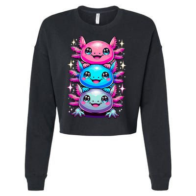 Axolotl Beautiful Colorful Art Axolotls Cropped Pullover Crew