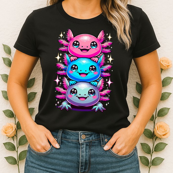 Axolotl Beautiful Colorful Art Axolotls Womens T-Shirt