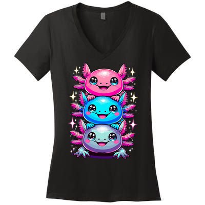 Axolotl Beautiful Colorful Art Axolotls Women's V-Neck T-Shirt