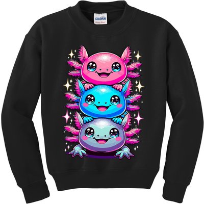 Axolotl Beautiful Colorful Art Axolotls Kids Sweatshirt