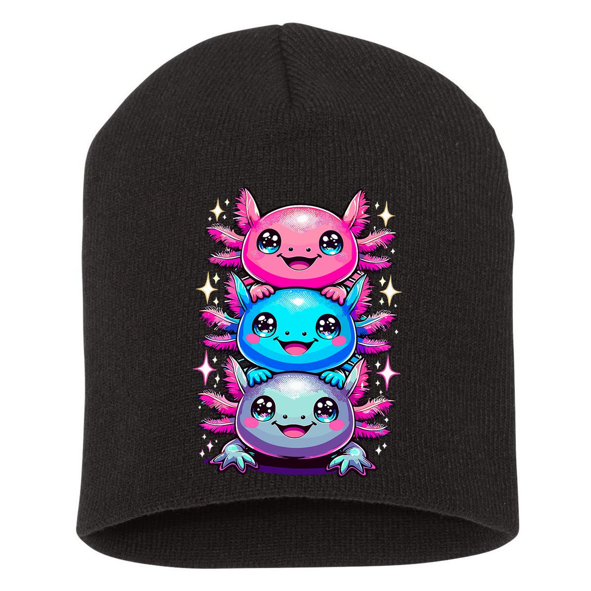 Axolotl Beautiful Colorful Art Axolotls Short Acrylic Beanie