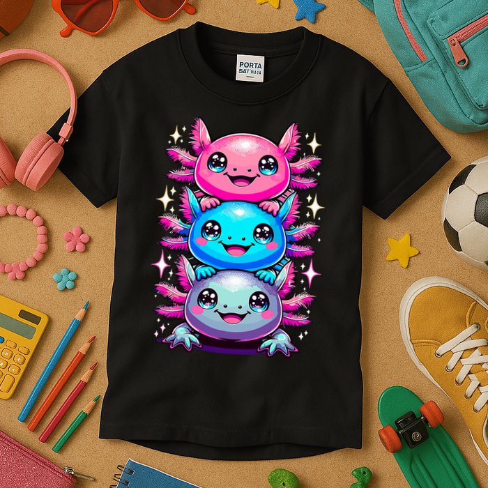 Axolotl Beautiful Colorful Art Axolotls Kids T-Shirt