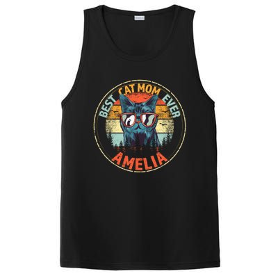 Amelia Best Cat Mom Ever Funny Custom Personalized Name Gift PosiCharge Competitor Tank