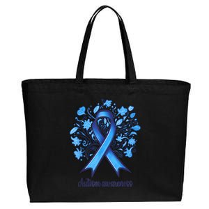 Autism Blue Clothes Autism Awareness Blue Ribbon for Auties Cotton Canvas Jumbo Tote