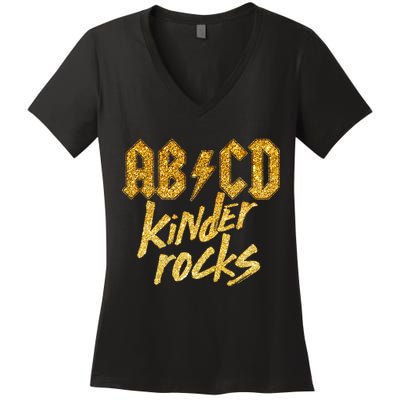 ABCD Kinder Rocks Women's V-Neck T-Shirt