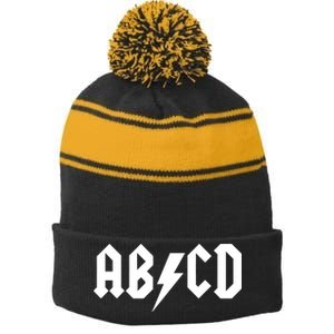 ABCD Rock Logo Stripe Pom Pom Beanie