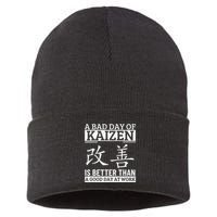 A Bad Day Of Kaizen Funny Japanese Kaizen Sustainable Knit Beanie