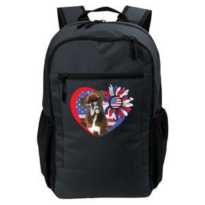 American Boxer Dog Heart 4th Of July USA Flag Patriotic Daily Commute Backpack