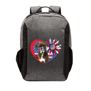 American Boxer Dog Heart 4th Of July USA Flag Patriotic Vector Backpack