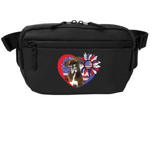 American Boxer Dog Heart 4th Of July USA Flag Patriotic Crossbody Pack