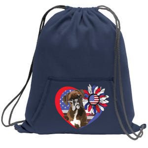 American Boxer Dog Heart 4th Of July USA Flag Patriotic Sweatshirt Cinch Pack Bag