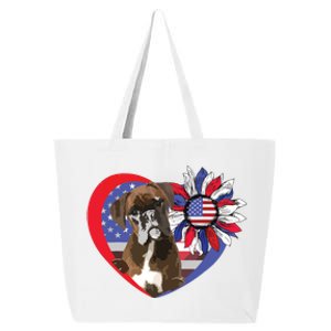 American Boxer Dog Heart 4th Of July USA Flag Patriotic 25L Jumbo Tote