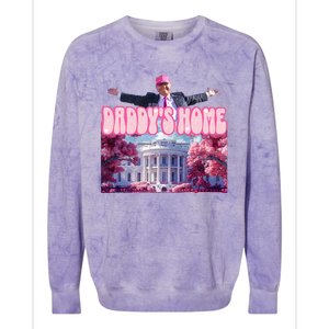 America Back DaddyS Home Trump Pink 2024 Colorblast Crewneck Sweatshirt