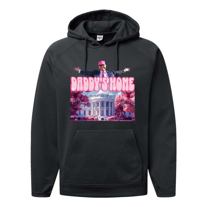 America Back DaddyS Home Trump Pink 2024 Performance Fleece Hoodie