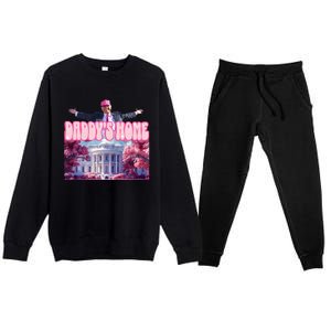 America Back DaddyS Home Trump Pink 2024 Premium Crewneck Sweatsuit Set