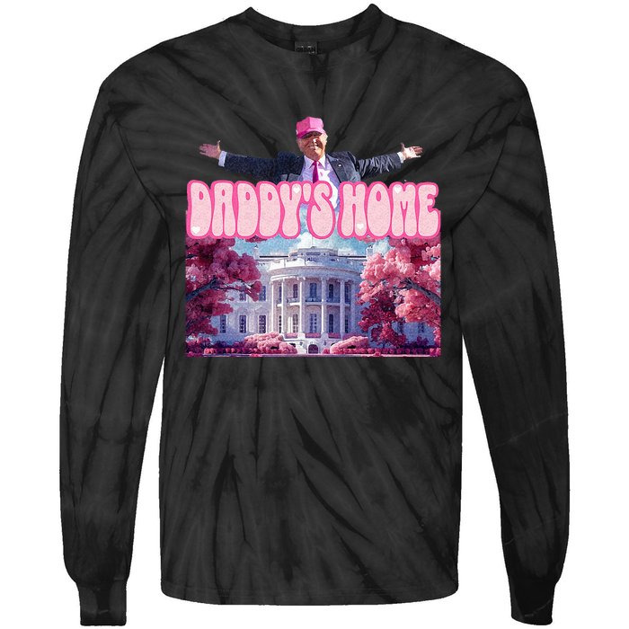 America Back DaddyS Home Trump Pink 2024 Tie-Dye Long Sleeve Shirt