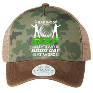 A Bad Day Of Golf Beats Any Good Day At Work Funny Golfing Graphic Legacy Tie Dye Trucker Hat