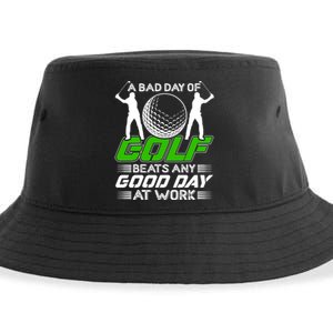 A Bad Day Of Golf Beats Any Good Day At Work Funny Golfing Graphic Sustainable Bucket Hat