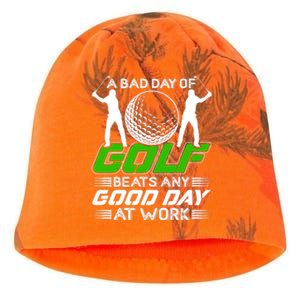 A Bad Day Of Golf Beats Any Good Day At Work Funny Golfing Graphic Kati - Camo Knit Beanie