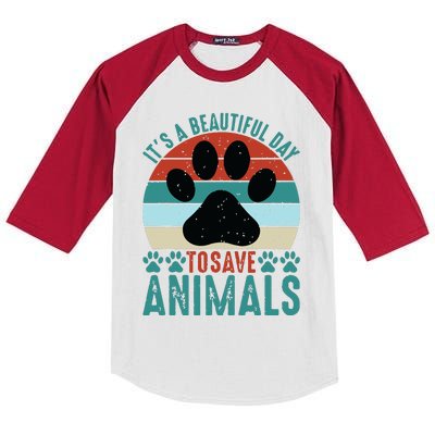 A Beautiful Day To Save Animals Rescue Animals Kids Colorblock Raglan Jersey