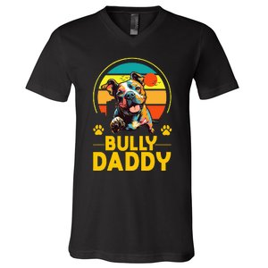 American Bully Daddy Proud Canine Dog Father V-Neck T-Shirt