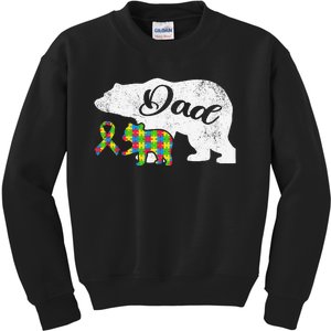 Autism Bear Dads, Autism Awareness Ribbon Daddy Kids Sweatshirt