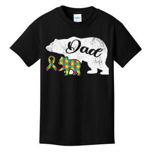 Autism Bear Dads, Autism Awareness Ribbon Daddy Kids T-Shirt