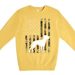 American Bulldog Dog Dad Mom Camouflage Usa Flag Great Gift Premium Crewneck Sweatshirt