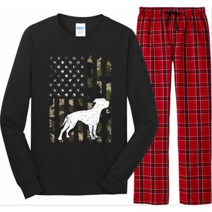 American Bulldog Dog Dad Mom Camouflage Usa Flag Great Gift Long Sleeve Pajama Set