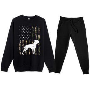 American Bulldog Dog Dad Mom Camouflage Usa Flag Great Gift Premium Crewneck Sweatsuit Set