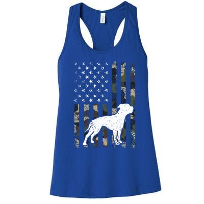 American Bulldog Dog Dad Mom Camouflage Usa Flag Great Gift Women's Racerback Tank