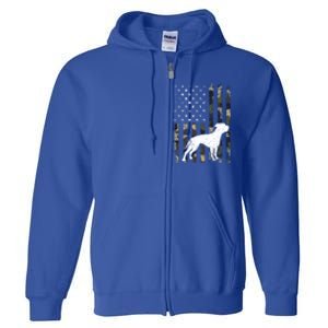 American Bulldog Dog Dad Mom Camouflage Usa Flag Great Gift Full Zip Hoodie