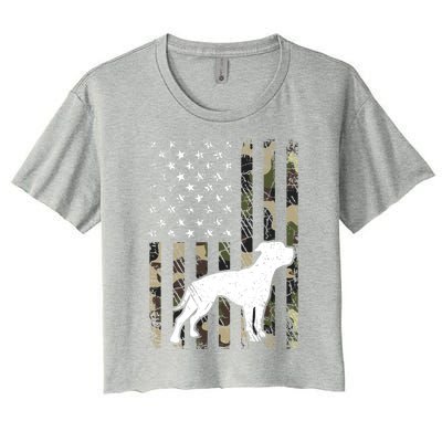 American Bulldog Dog Dad Mom Camouflage Usa Flag Great Gift Women's Crop Top Tee