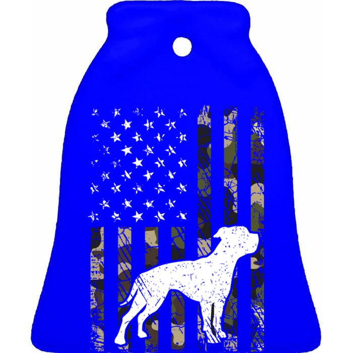 American Bulldog Dog Dad Mom Camouflage Usa Flag Cute Gift Ceramic Bell Ornament