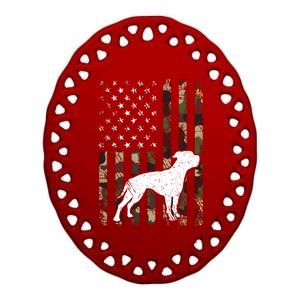 American Bulldog Dog Dad Mom Camouflage Usa Flag Cute Gift Ceramic Oval Ornament