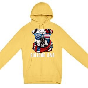 American Bulldog Dad Usa Flag 4th Of July Dog Father Premium Pullover Hoodie