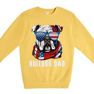 American Bulldog Dad Usa Flag 4th Of July Dog Father Premium Crewneck Sweatshirt