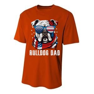 American Bulldog Dad Usa Flag 4th Of July Dog Father Performance Sprint T-Shirt