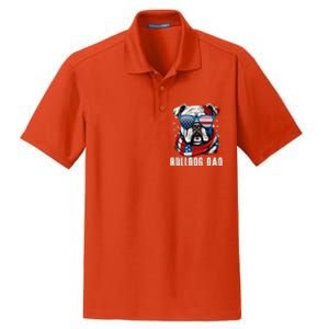 American Bulldog Dad Usa Flag 4th Of July Dog Father Dry Zone Grid Polo