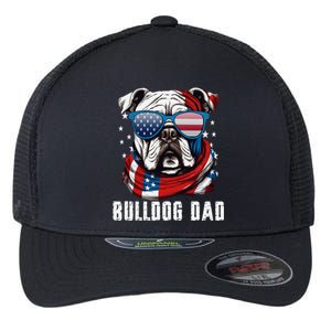 American Bulldog Dad Usa Flag 4th Of July Dog Father Flexfit Unipanel Trucker Cap