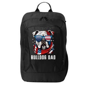 American Bulldog Dad Usa Flag 4th Of July Dog Father City Backpack